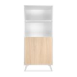Mueble Bar para Salón o Comedor, Aparador de Cocina, Color Blanco-Roble, Medidas: 60 cm (An) x 135 cm (Al) x 40 cm (Fon)