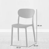 Pack 5 Sillas Cocina Color Negro de plastico Polipropileno, Silla de Comedor Medidas: 40 cm (Anc) x 55 cm (Lar) x 80 cm (Al)