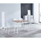 Conjunto Mesa y Sillas Comedor/Cocina: Mesa madera y Patas Metálicas Blancas (76x100x70 Cm) + 5 Sillas (80x40x55 Cm )