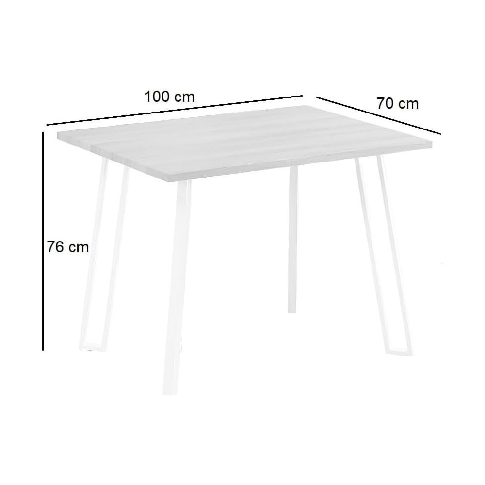 Conjunto Mesa y Sillas Comedor/Cocina: Mesa madera y Patas Metálicas Blancas (76x100x70 Cm) + 5 Sillas (80x40x55 Cm )