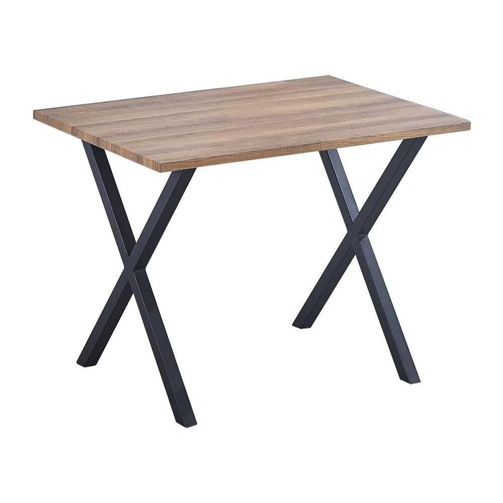 Conjunto Mesa y Sillas Comedor/Cocina: Mesa madera y Patas Metálicas En Negro (76x100x70 Cm) + 5 Sillas (80x40x55 Cm)