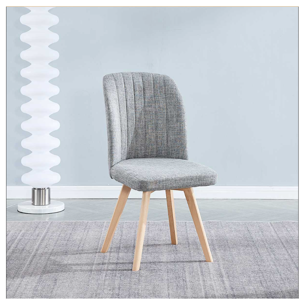 Pack 4 Sillas de Comedor, Sillas de Salón Color Gris y Patas Color Haya, Medidas: Ancho: 46 cm x Fondo: 55 cm x Alto: 92 cm