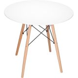 Conjunto Mesa y Sillas Nórdicas: Mesa Blanca (80x80x76 cm) + 4 Sillas con Patas de Madera Haya (46,5 x 48 x 82 cm)