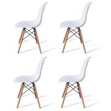 Conjunto Mesa y Sillas Nórdicas: Mesa Blanca (80x80x76 cm) + 4 Sillas con Patas de Madera Haya (46,5 x 48 x 82 cm)