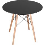 Conjunto Mesa y Sillas Nórdicas: Mesa Negra (80x80x76 cm) + 4 Sillas con Patas de Madera Haya (46,5 x 48 x 82 cm)