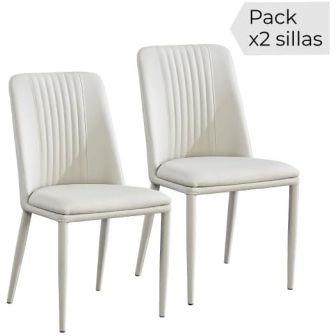 Pack 2 sillas tapizadas en Piel sintética Color Tortora, Patas Metal, Medidas: Alto: 87cm Ancho: 50cm Profundidad: 53cm