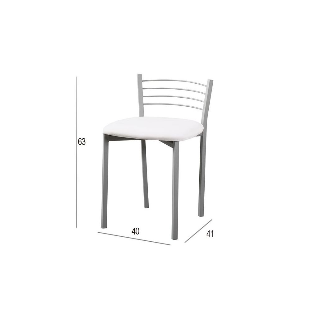 Pack de 4 Sillas de Cocina – Metálicas en Acabado Gris y Blanco, Medidas: 40 cm x 41 cm x 63 cm