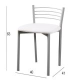 Pack de 4 Sillas de Cocina – Metálicas en Acabado Gris y Blanco, Medidas: 40 cm x 41 cm x 63 cm
