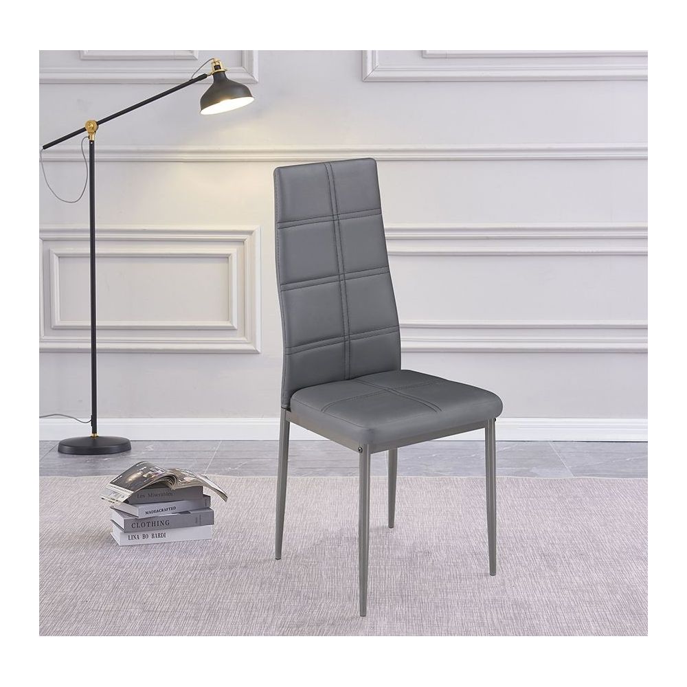 Pack de 6 Sillas Tapizadas para Salón y Comedor – Acabado Gris en Aluminio, Medidas: 38,5 cm x 40 cm x 97 cm
