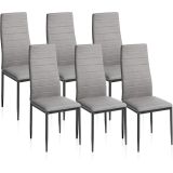 Pack de 6 Sillas Tapizadas para Comedor/Salón – Marengo y Patas Negras en Aluminio, Dimensiones: 40 cm x 42 cm x 96 Cm
