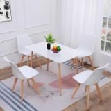 Juego de Comedor Estilo Nórdico: Mesa 100 cm + 4 Sillas Blancas 48 cm x 54 cm x 84 cm – Ideal para Decorar tu Hogar o Café