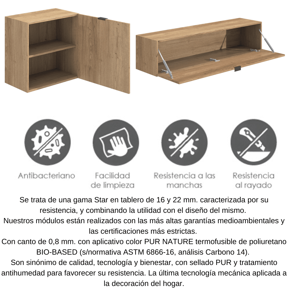 Meyvaser Mueble de salón y TV Conjunto muebles de salón apilable 301 Cm Ancho Color madera y blanco