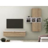 Meyvaser Mueble de salón y TV Conjunto muebles de salón apilable 245 Cm Ancho Color Madera y Blanco