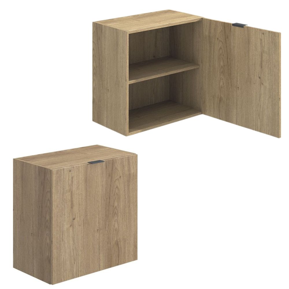 Meyvaser Mueble de salón y TV Conjunto muebles de salón apilable 245 Cm Ancho Color madera y blanco