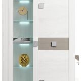 Mueble de Salón Moderno con Leds, Acabado en Andersen Pino -Gris, Medidas: 300 cm (Anc) x 200 cm (Al) 40 cm (Fon)