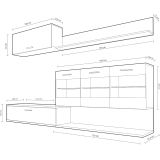 Mueble de Salón con Leds, Acabado en Andersen Pino - Gris, Medidas: 250 cm (Anc) x 115 cm (Al) 40 cm (Fon)