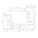 Mueble de Salón Moderno con Leds, Acabado en Andersen, Medidas: 229 cm (Ancho) x 200 cm (Alto) 38 cm (Fondo)