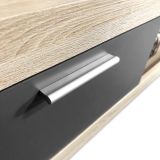 Meyvaser Mueble de salón y TV Moderno con Leds Color Cambria y Grafito Módulo de Comedor 259 Cm