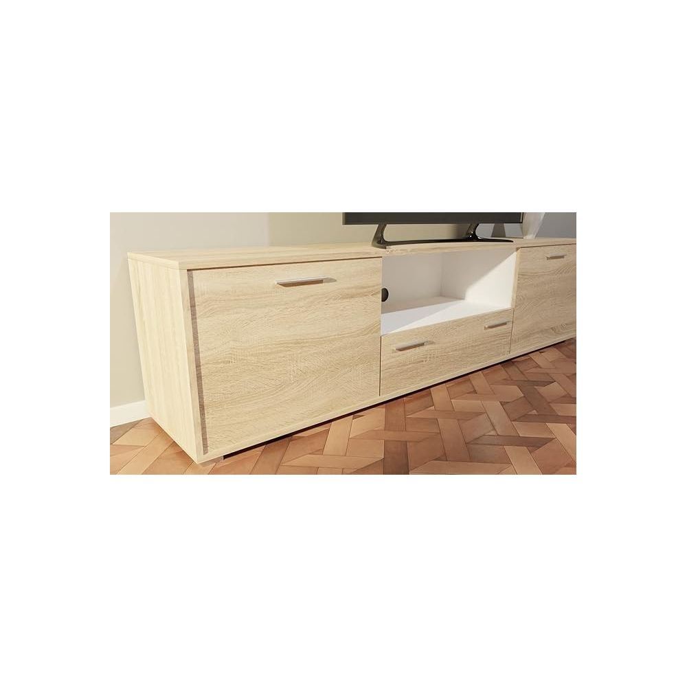 Meyvaser Mueble de salón y TV Composición para salón 200 cm Color Cambrian y Gran Espacio de Almacenamiento