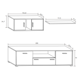 Meyvaser Mueble de salón y TV Composición para salón 200 cm Color Cambrian y Gran Espacio de Almacenamiento