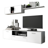 Meyvaser Mueble de salón y TV Composición para salón 200 Cm Color Blanco Gran Espacio Almacenamiento