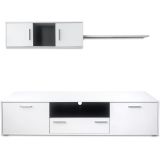 Meyvaser Mueble de salón y TV Composición para salón 200 Cm Color Blanco Gran Espacio Almacenamiento