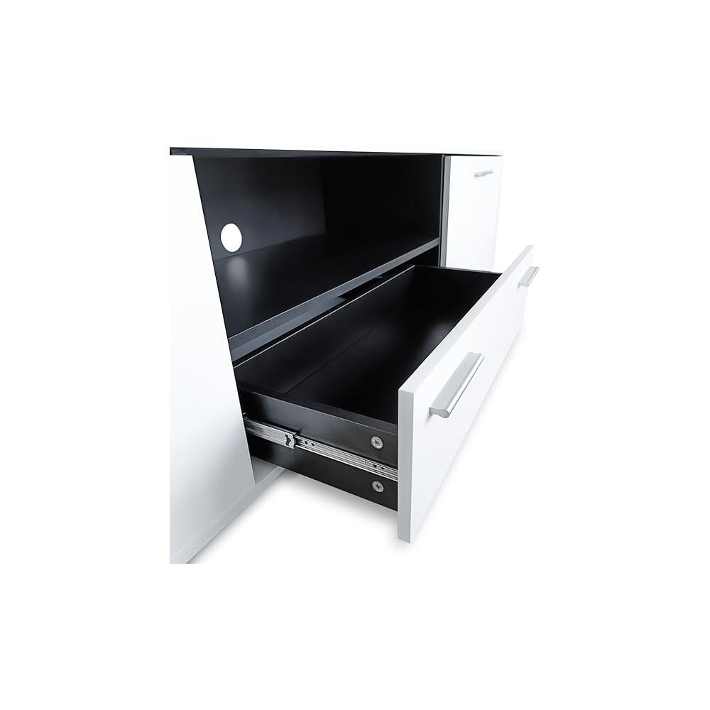 Meyvaser Mueble de salón y TV Composición para salón 200 Cm Color Blanco Gran Espacio Almacenamiento