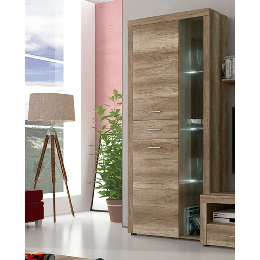 Mueble de Comedor, Mueble Salón, Acabado en Color Cañón, Medidas: 230 cm (Ancho) x 212 cm (Alto) x 41,4 cm (Fondo)
