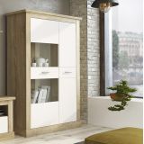 Mueble de Comedor, Mueble Salón, Acabado en Blanco y Cambria, Medidas: 326 cm (Ancho) x 174,7 cm (Alto) x 41,8 cm (Fondo)