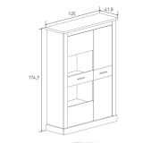Mueble de Comedor, Mueble Salón, Acabado en Blanco y Cambria, Medidas: 326 cm (Ancho) x 174,7 cm (Alto) x 41,8 cm (Fondo)