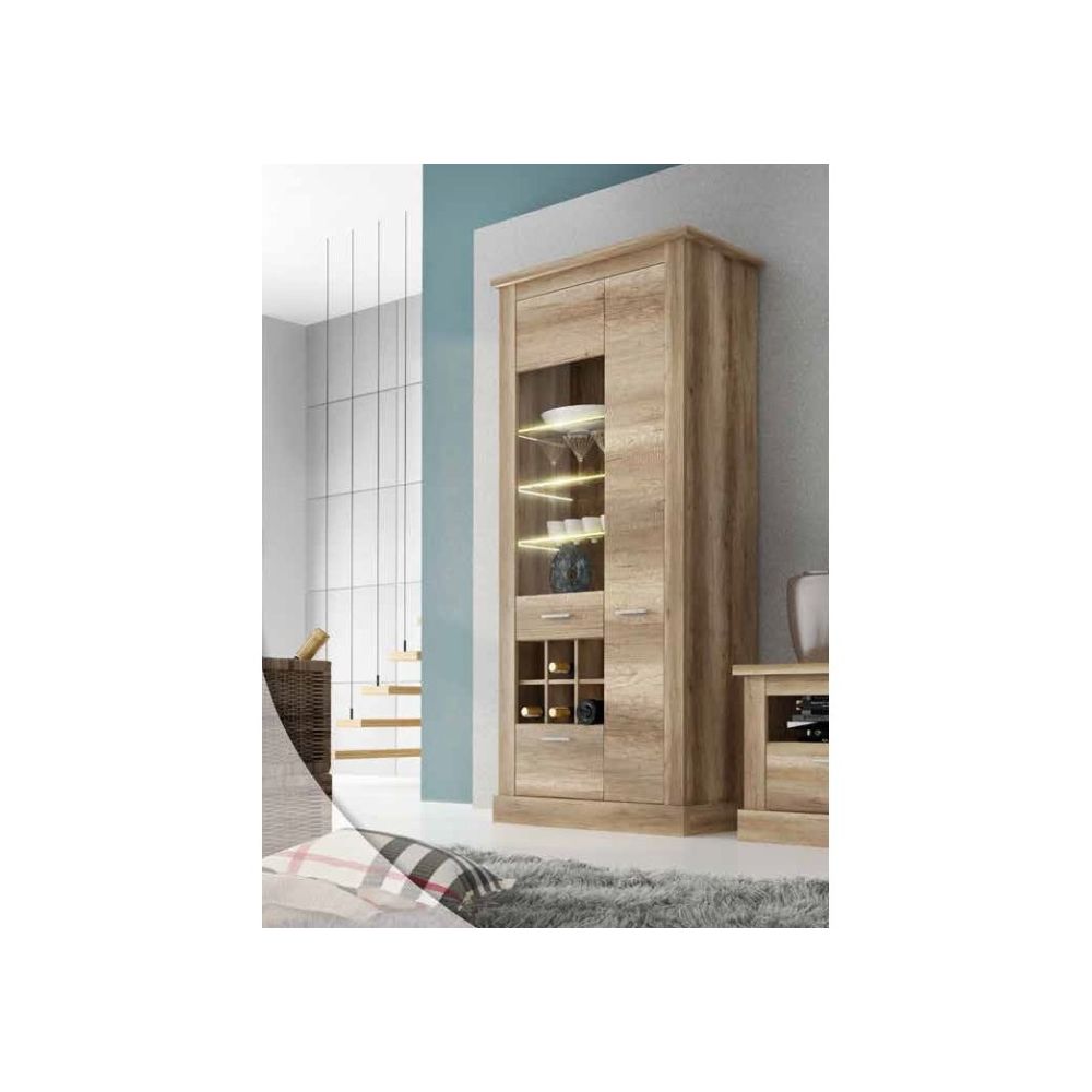 Mueble de Comedor, Mueble Salón, Acabado en Color Cañón, Medidas: 276 cm (Ancho) x 201,6 cm (Alto) x 41,8 cm (Fondo)