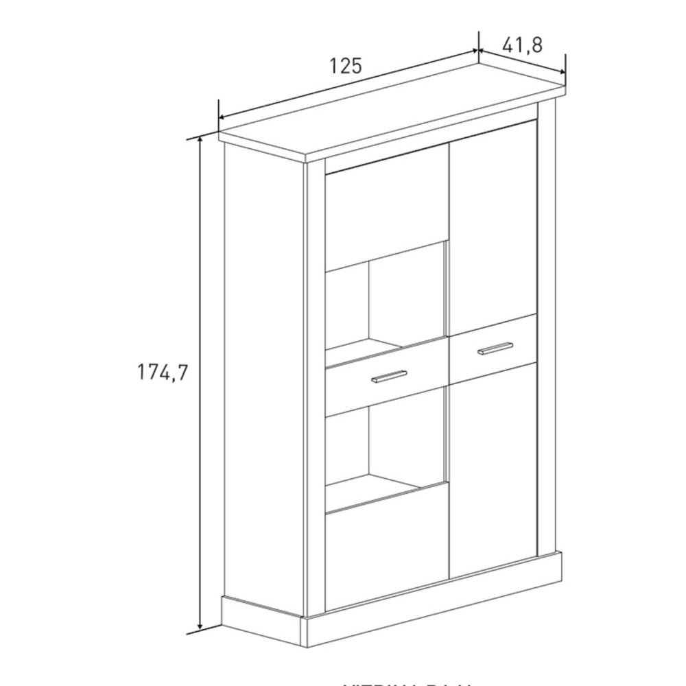 Mueble de Comedor, Mueble Salón, Acabado en Color Cañón, Medidas: 305 cm (Ancho) x 174,7 cm (Alto) x 41,8 cm (Fondo)