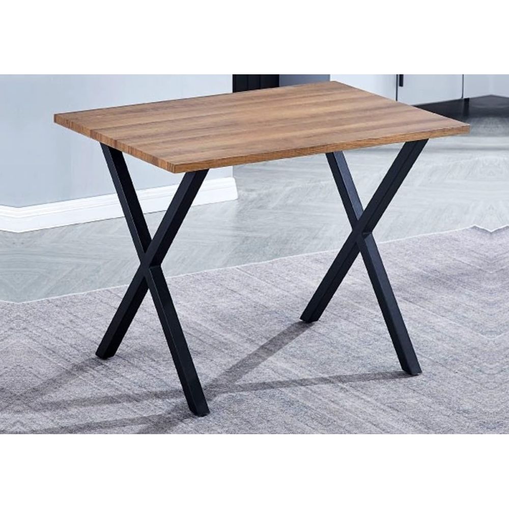 Mesa comedor + 2 taburetes: Mesa madera y Patas Metálicas En Negro (76x100x70 Cm) + 2 Taburetes (45x80x35 Cm )