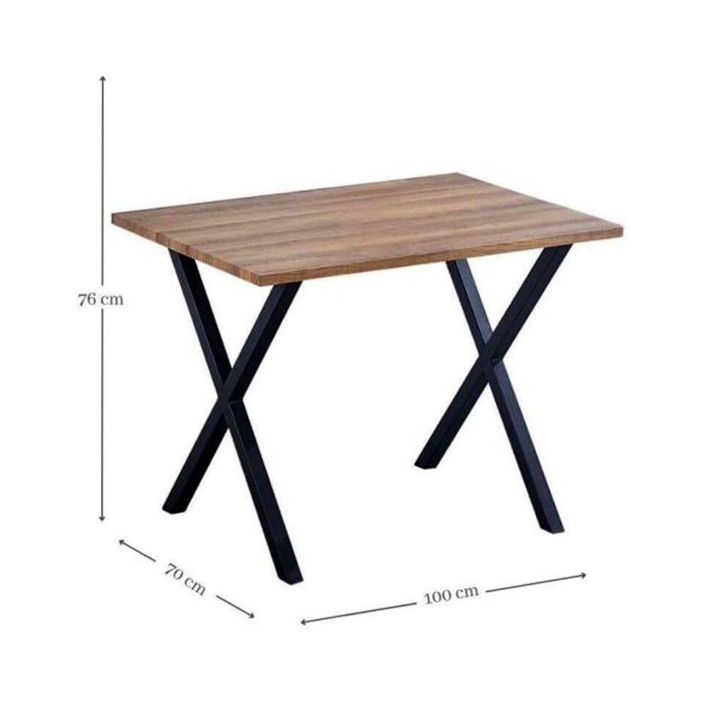 Mesa comedor + 2 taburetes: Mesa madera y Patas Metálicas En Negro (76x100x70 Cm) + 2 Taburetes (45x80x35 Cm )