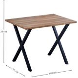 Mesa comedor + 2 taburetes: Mesa madera y Patas Metálicas En Negro (76x100x70 Cm) + 2 Taburetes (45x80x35 Cm )