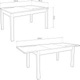 Mesa Comedor, Mesa de salón Extensible, Acabado en Color Cambria y Cristal, Medidas: 140-180 cm (Lar) x 90 cm (Anc) x 75 cm (Al)