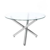 Mesa de Comedor Redonda | Tapa de Cristal y Pata Cromada | Diámetro 110 cm.