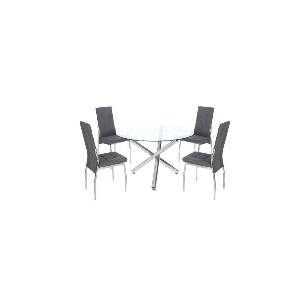 Mesa de Comedor Redonda | Tapa de Cristal y Pata Cromada | Diámetro 110 cm.