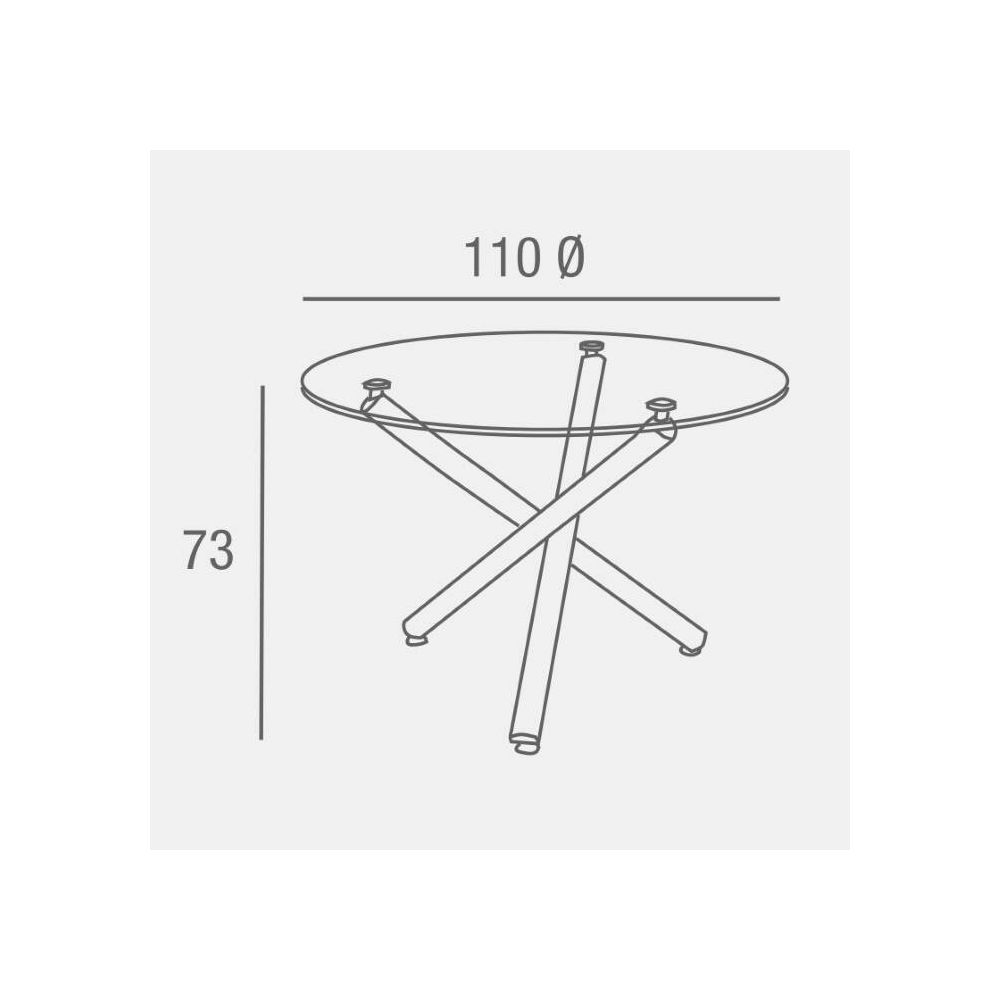 Mesa de Comedor Redonda | Tapa de Cristal y Pata Cromada | Diámetro 110 cm.