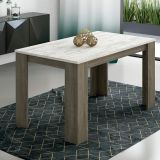 Mesa de Comedor, Mesa de Salón Fija, Color Trufa y Cañon, Medidas: 140 cm (Largo) x 80 cm (Ancho) x 75 cm (Alto)