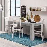 Mesa de Comedor Moderna 135x80x75 cm, Tapa MDF Gris Cemento y Blanco con Patas Resistentes - Estilo Moderno