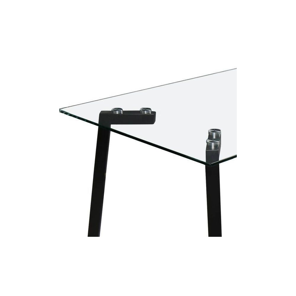 Mesa de Cristal Fija para Comedor - Patas Negras de Metal | Alta Calidad y Estilo Versátil | 140x80 x 75 cm