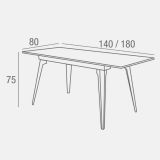 Mesa de Comedor Extensible Moderna – Acabado en Color Roble y Patas Negro Mate | Ajustable de 140/180x 80x 75 cm