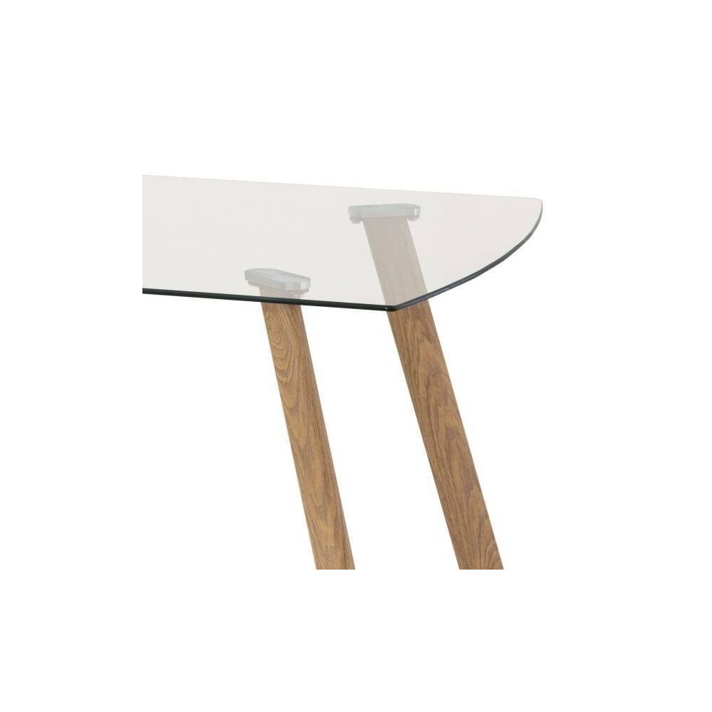 Mesa de Comedor Nórdica | Diseño con Tapa de Cristal Transparente y Patas de Metal Color Roble | Dimensiones: 140 x 80 x 76 cm