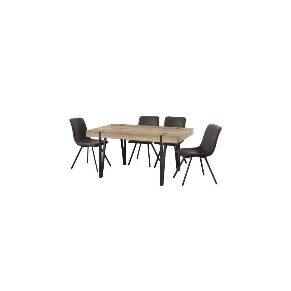 Mesa de Comedor o Cocina, MDF con Acabado Laminado Color Canyon | Patas Metálicas Negras | Medidas: 150 x 90 x 75 cm