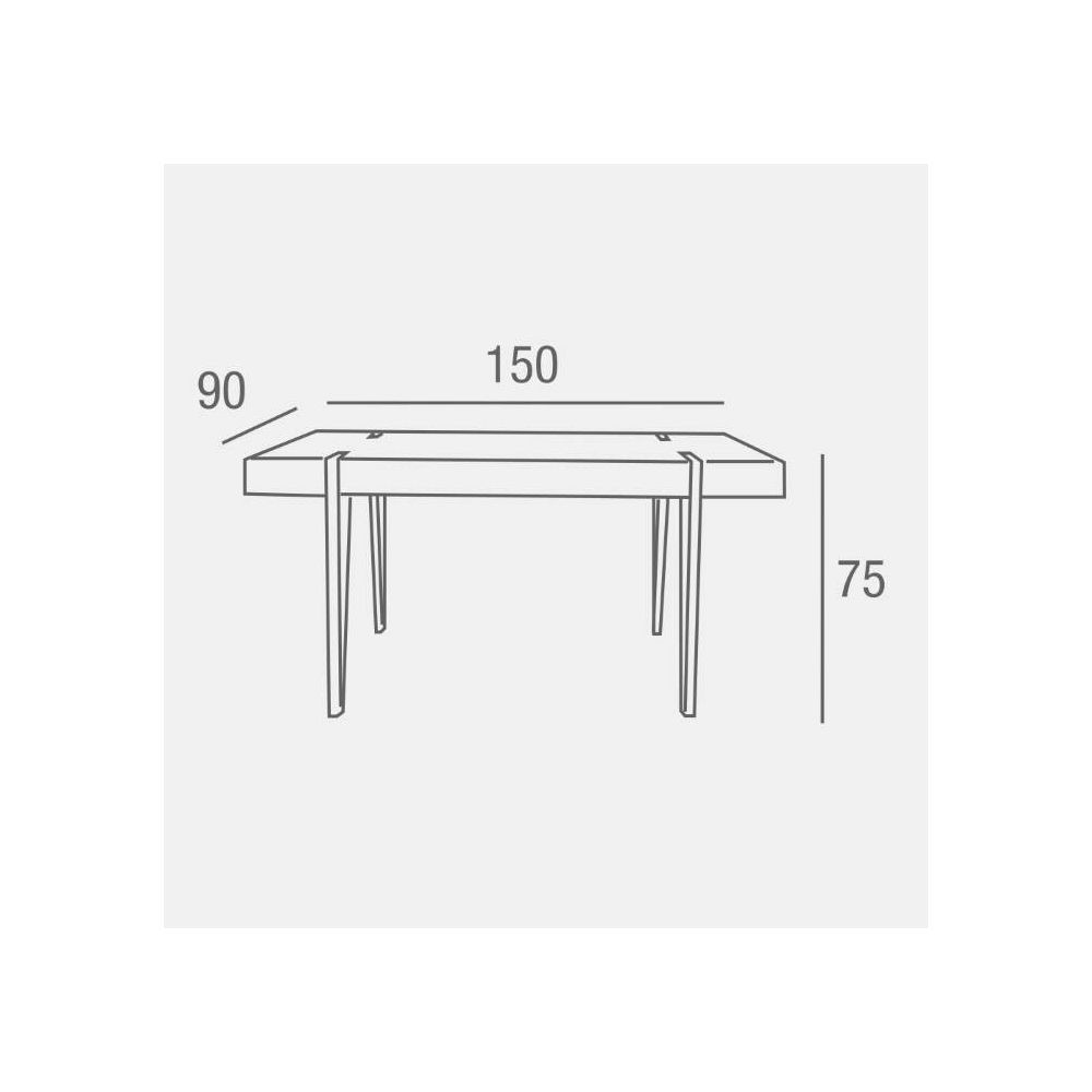 Mesa de Comedor o Cocina, MDF con Acabado Laminado Color Canyon | Patas Metálicas Negras | Medidas: 150 x 90 x 75 cm