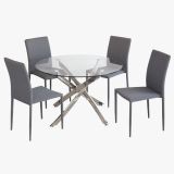 Mesa Redonda con Tapa de Cristal y Estructura Metálica Pata Cromada | Medidas: 110 x 73 cm