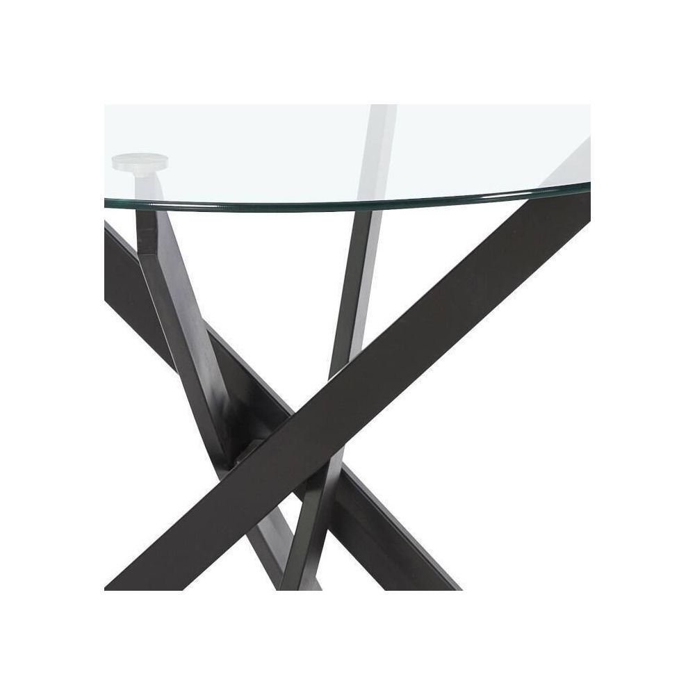 Mesa Redonda con Tapa de Cristal y Estructura Metálica Pata En Color Negro | Medidas: 110 x 73 cm