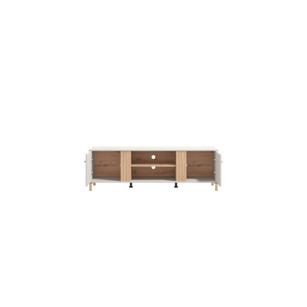 Mueble TV en Melamina Color Cashmere y Roble Artisan con 2 Puertas - Medidas 163,5x40x52 cm