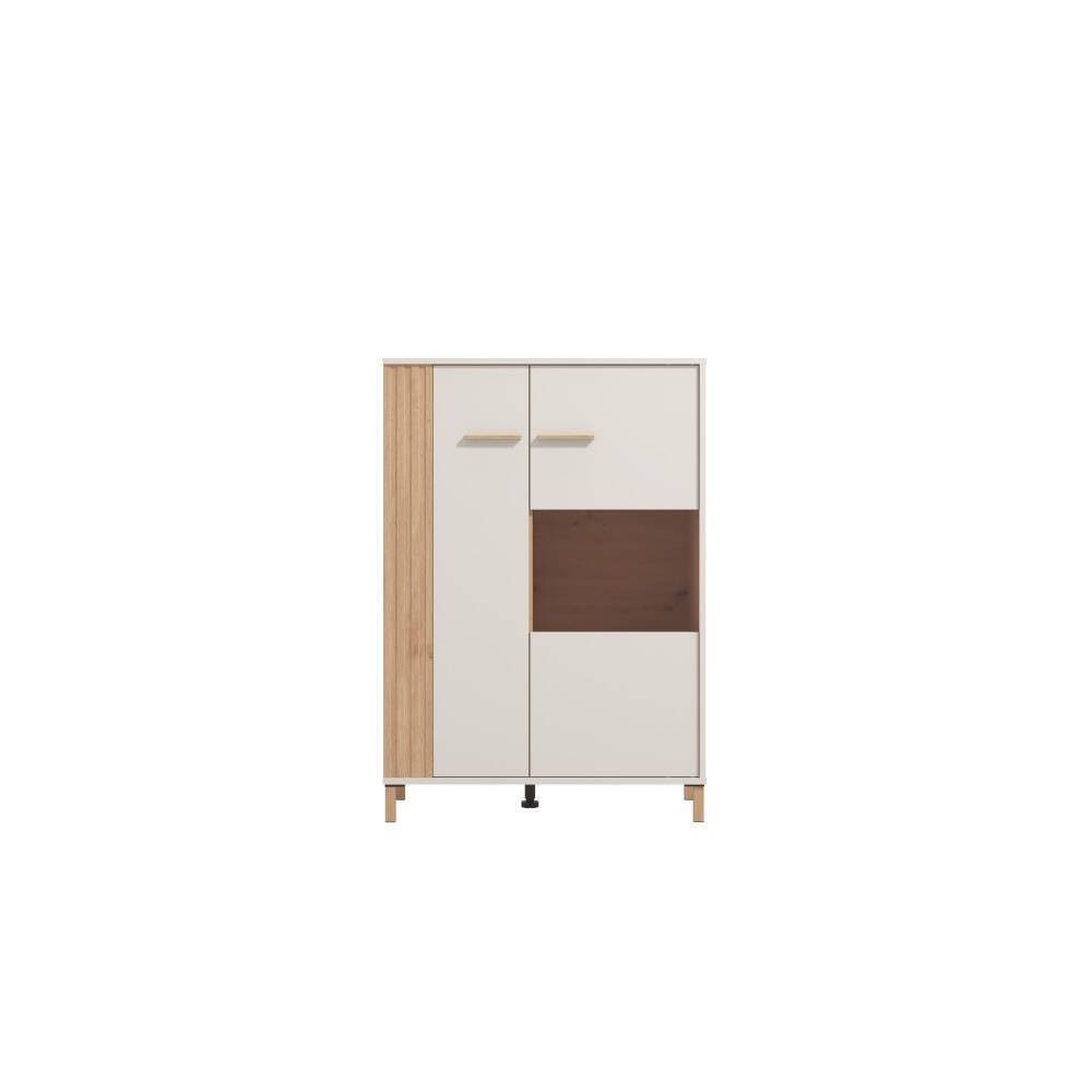 Vitrina Baja en Melamina Color Cashmere y Roble Artisan 2 Puertas Medidas 85,5x40x122,5 cm